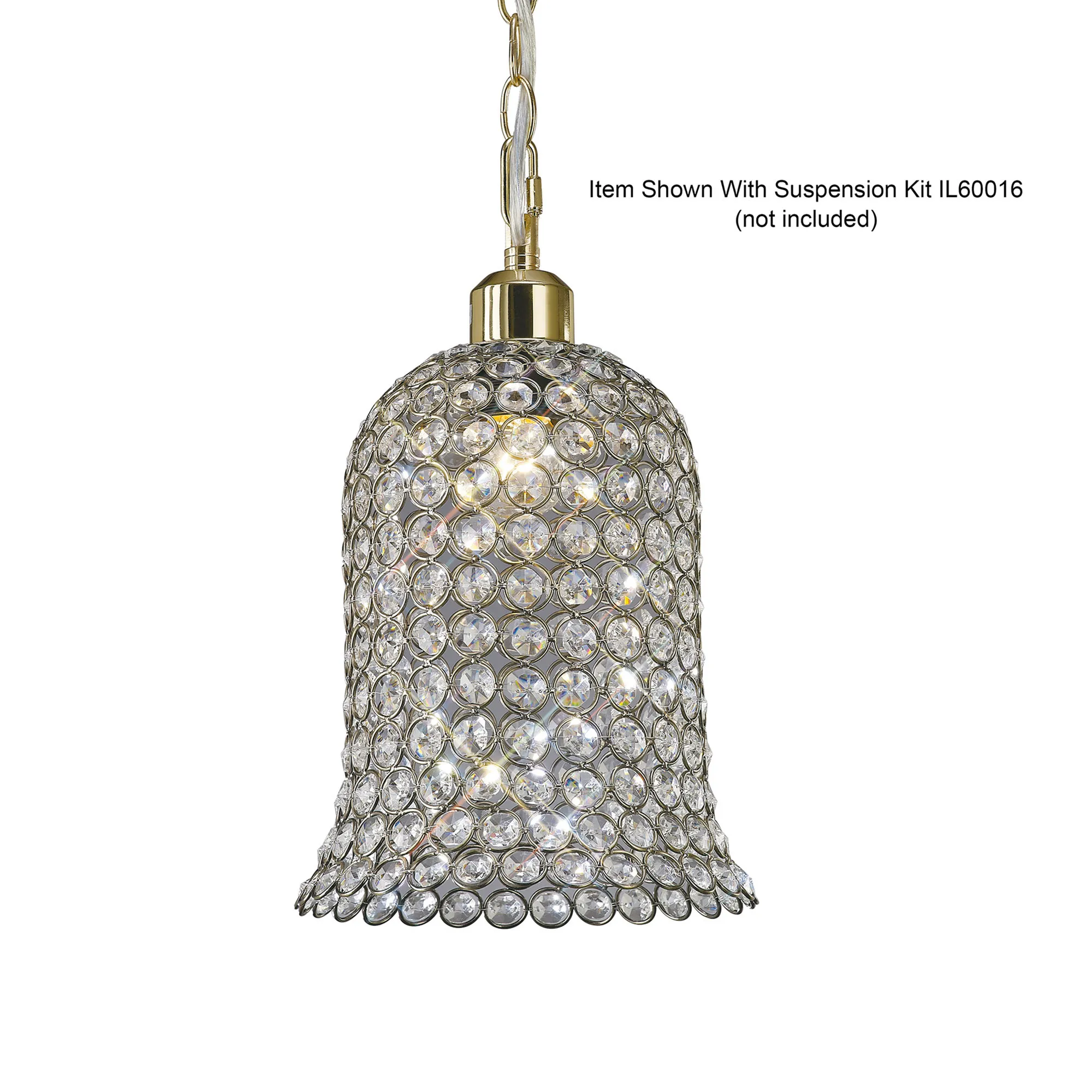 IL60031  Kudo Crystal Bell Non-Electric SHADE ONLY Antique Brass